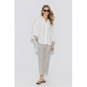 Avant Garde Satin Oversized Ecru Πουκάμισο