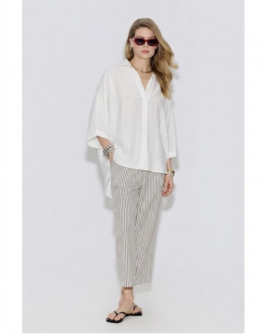 Avant Garde Satin Oversized Ecru Πουκάμισο