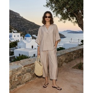 Avant Garde Satin Oversized Tunic Beige Μπλούζα