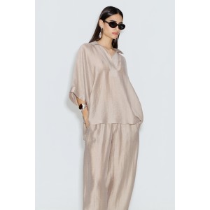 Avant Garde Satin Oversized Tunic Beige Μπλούζα