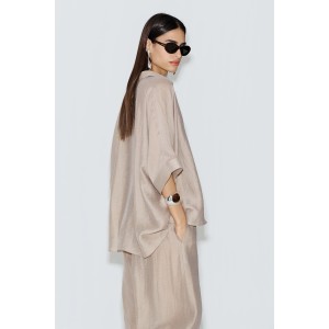 Avant Garde Satin Oversized Tunic Beige Μπλούζα