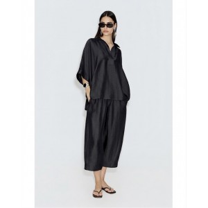 Avant Garde Satin Oversized Tunic Black Μπλούζα