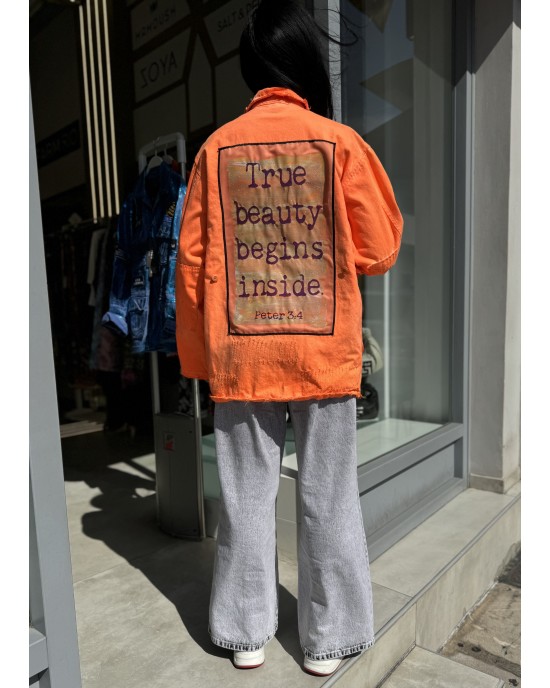 Ayios Basic Collection Fluo Orange Oversized Τζάκετ