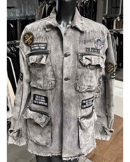 Ayios Basic Collection Grey Oversized Τζάκετ
