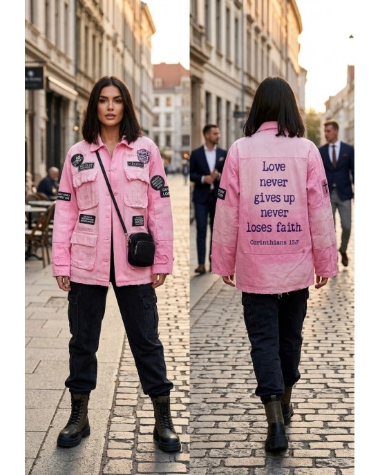 Ayios Basic Collection Pink Oversized Τζάκετ