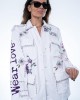 Ayios White Flower Oversized Τζάκετ