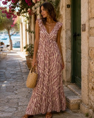 Açaí Freya Pink Zebra Maxi Φόρεμα