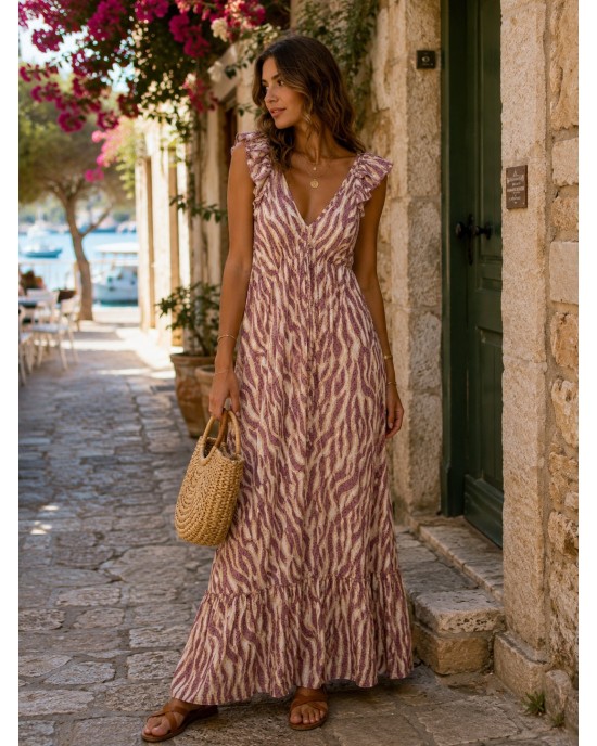 Açaí Freya Pink Zebra Maxi Φόρεμα