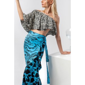 Bitter Cocoa Ocean Collection Dixty Crop Top Εκρού/Μαύρο