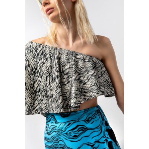 Bitter Cocoa Ocean Collection Dixty Crop Top Εκρού/Μαύρο