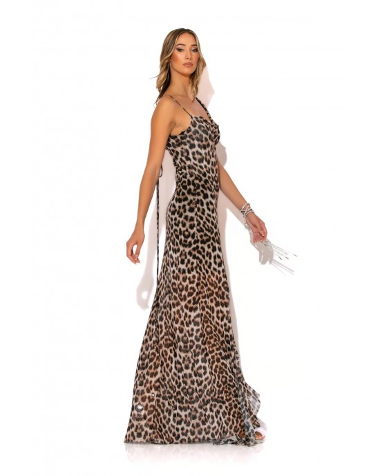 C-Throu Irina Animal Print Maxi Φόρεμα