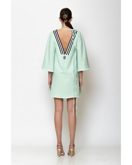 C-Throu C Logo Crepe Open Back Frosty Mint Mini Φόρεμα
