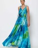 C-Throu Bliss Aqua Maxi Wrap Satin Print Φόρεμα
