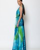 C-Throu Bliss Aqua Maxi Wrap Satin Print Φόρεμα