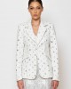 C-Throu Premium White Sequin Embellished Ripped Denim Σακάκι