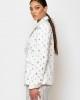 C-Throu Premium White Sequin Embellished Ripped Denim Σακάκι