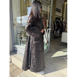 C-Throu Dusky Puffer Black Παλτό Με Πλαϊνά Φερμουάρ