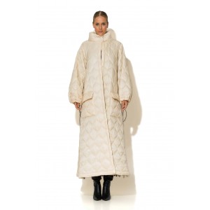 C-Throu Dusky Puffer Ecru Παλτό Με Πλαϊνά Φερμουάρ