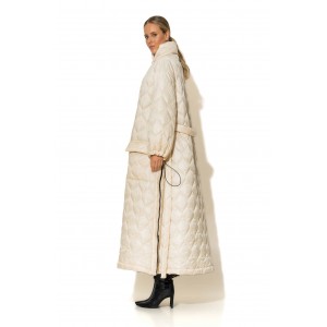 C-Throu Dusky Puffer Ecru Παλτό Με Πλαϊνά Φερμουάρ