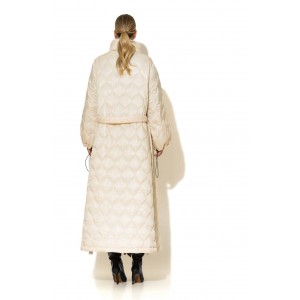 C-Throu Dusky Puffer Ecru Παλτό Με Πλαϊνά Φερμουάρ