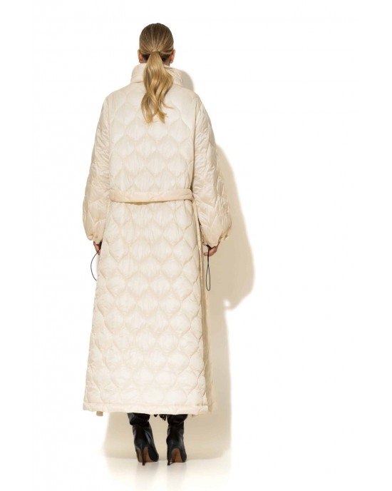 C-Throu Dusky Puffer Ecru Παλτό Με Πλαϊνά Φερμουάρ