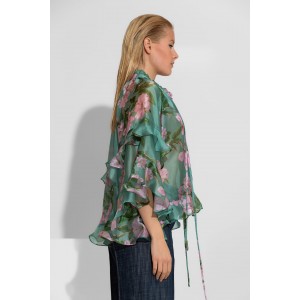 C-Throu Azalea Organza Floral Green Πουκάμισο/Μπλούζα