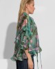 C-Throu Azalea Organza Floral Green Πουκάμισο/Μπλούζα