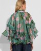 C-Throu Azalea Organza Floral Green Πουκάμισο/Μπλούζα