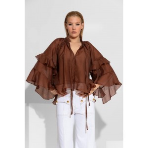 C-Throu Anemone Lyocell Brown Πουκάμισο/Μπλούζα