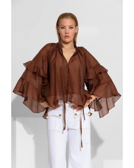 C-Throu Anemone Lyocell Brown Πουκάμισο/Μπλούζα