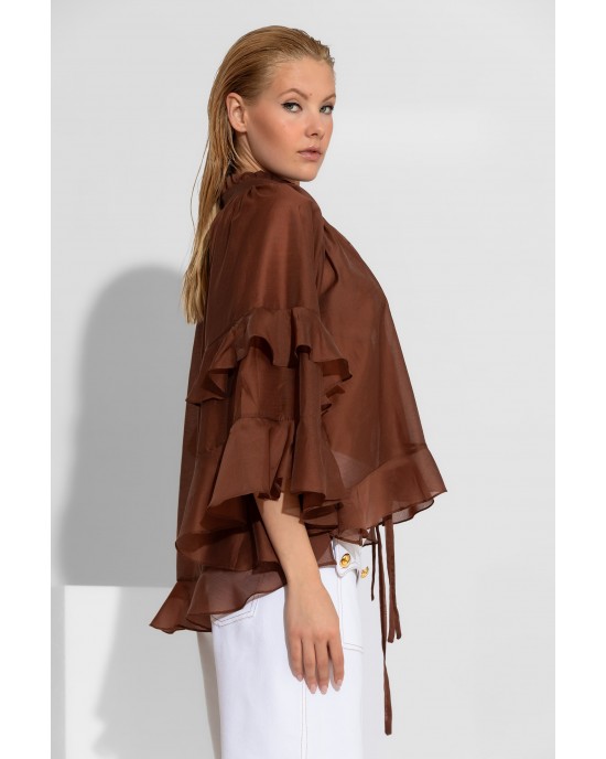 C-Throu Anemone Lyocell Brown Πουκάμισο/Μπλούζα