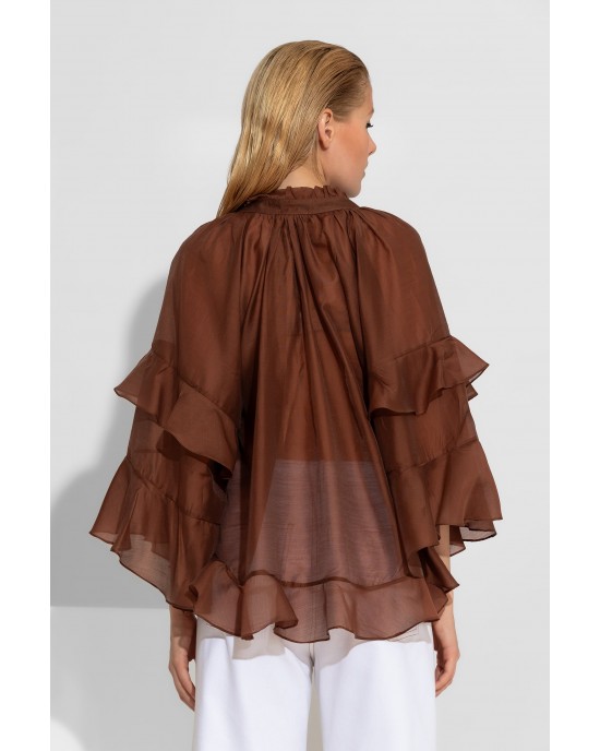 C-Throu Anemone Lyocell Brown Πουκάμισο/Μπλούζα