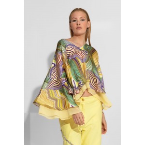 C-Throu Geranium Abstract Print Yellow Μπλούζα