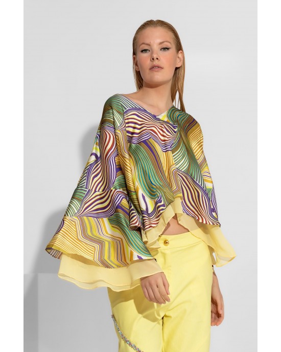 C-Throu Geranium Abstract Print Yellow Μπλούζα