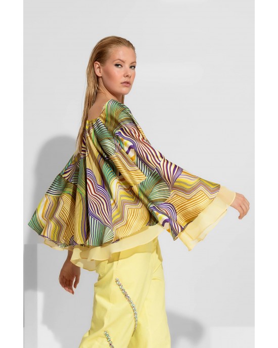 C-Throu Geranium Abstract Print Yellow Μπλούζα
