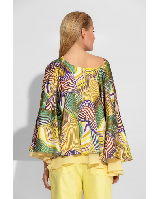 C-Throu Geranium Abstract Print Yellow Μπλούζα