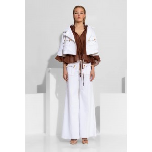 C-Throu Cornflower Denim White Set Crop Τζάκετ & Παντελόνι