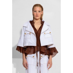 C-Throu Cornflower Denim White Set Crop Τζάκετ & Παντελόνι