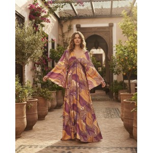 C-Throu Abstract Print Orange Maxi Φόρεμα