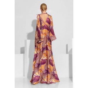 C-Throu Abstract Print Orange Maxi Φόρεμα