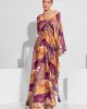 C-Throu Abstract Print Orange Maxi Φόρεμα