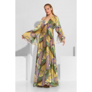 C-Throu Abstract Print Yellow Maxi Φόρεμα