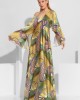 C-Throu Abstract Print Yellow Maxi Φόρεμα