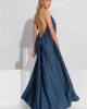 C-Throu Anthurium Blue Open Back Maxi Φόρεμα