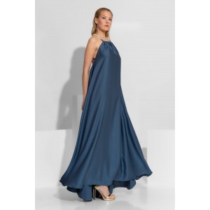 C-Throu Anthurium Blue Open Back Maxi Φόρεμα