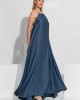 C-Throu Anthurium Blue Open Back Maxi Φόρεμα
