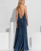 C-Throu Anthurium Blue Open Back Maxi Φόρεμα