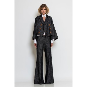 C-throu Denim Double-Breasted Cropped Τζάκετ & Wide-Leg Παντελόνι