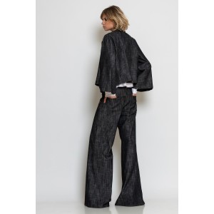 C-throu Denim Double-Breasted Cropped Τζάκετ & Wide-Leg Παντελόνι