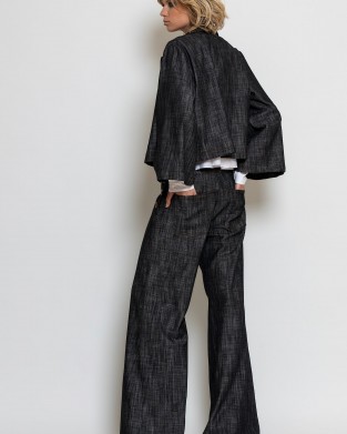 C-throu Denim Double-Breasted Cropped Τζάκετ & Wide-Leg Παντελόνι